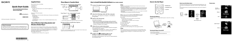 Page n°1 - Manuel utilisateur Sony NWZ-E053