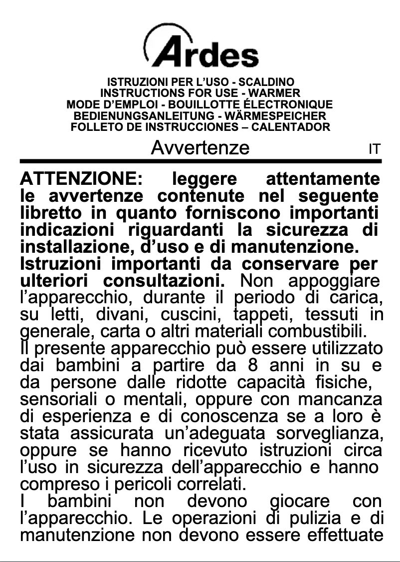 Page n°1 - Manuel utilisateur Ardes ARTK75