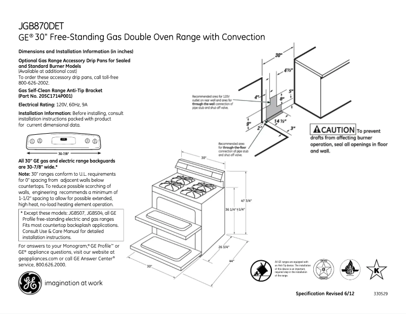 Page n°1 - Fiche technique GE JGB870DETBB