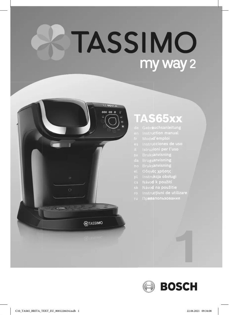 Página 1 del manual Manual de usuario Bosch Tassimo My Way 2 TAS6507