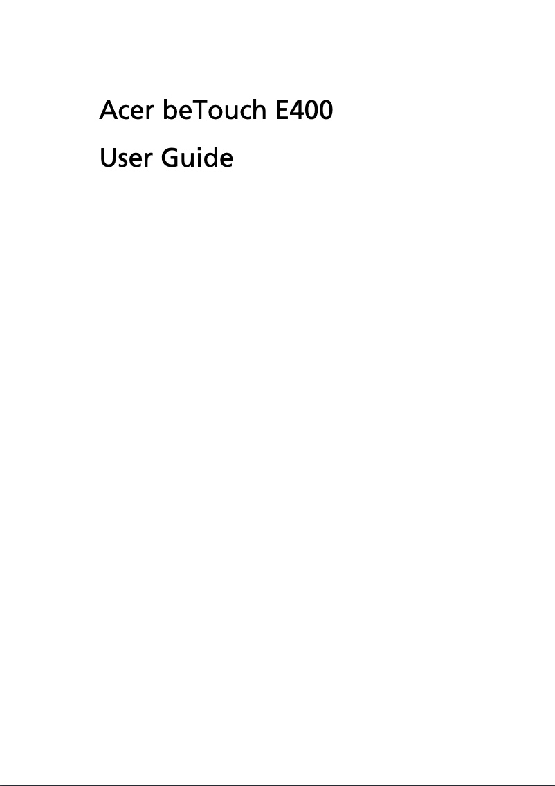 Page n°1 - Manuel utilisateur Acer BeTouch E400