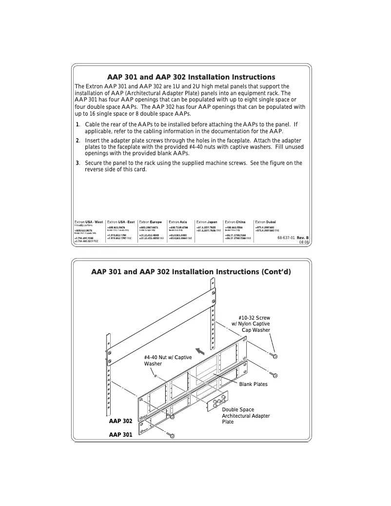 Page n°1 - Manuel utilisateur Extron AAP 302