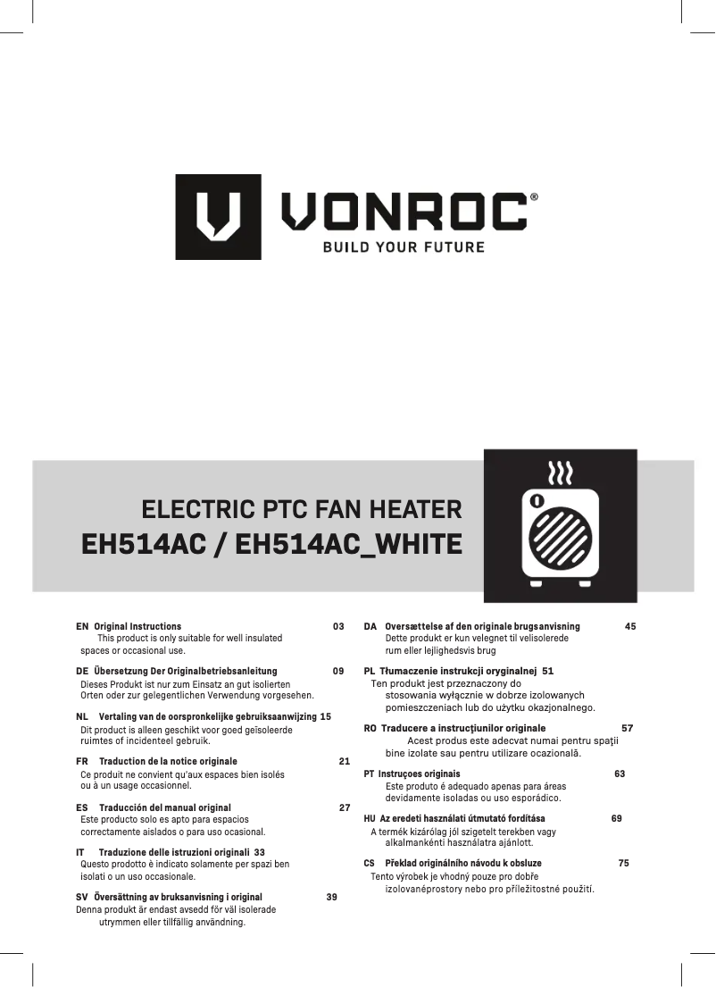 Image de la première page du manuel de l'appareil EH514AC