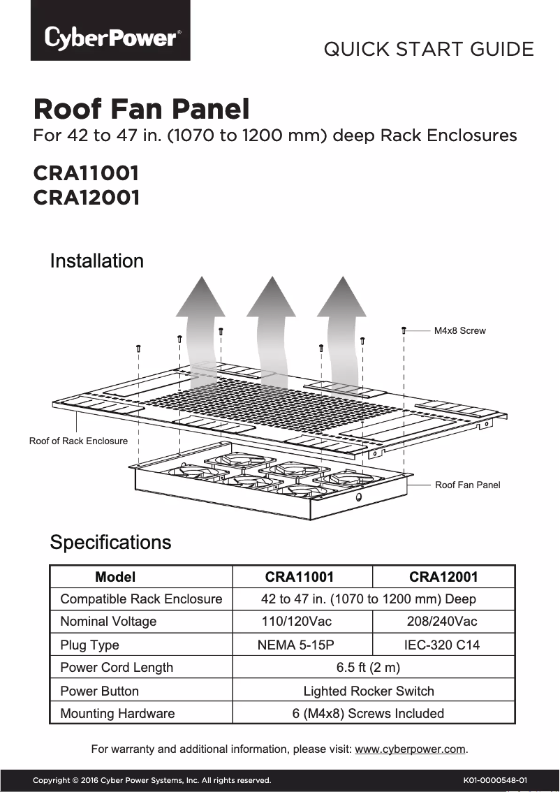 Page n°1 - Guide de démarrage rapide CyberPower CRA11001
