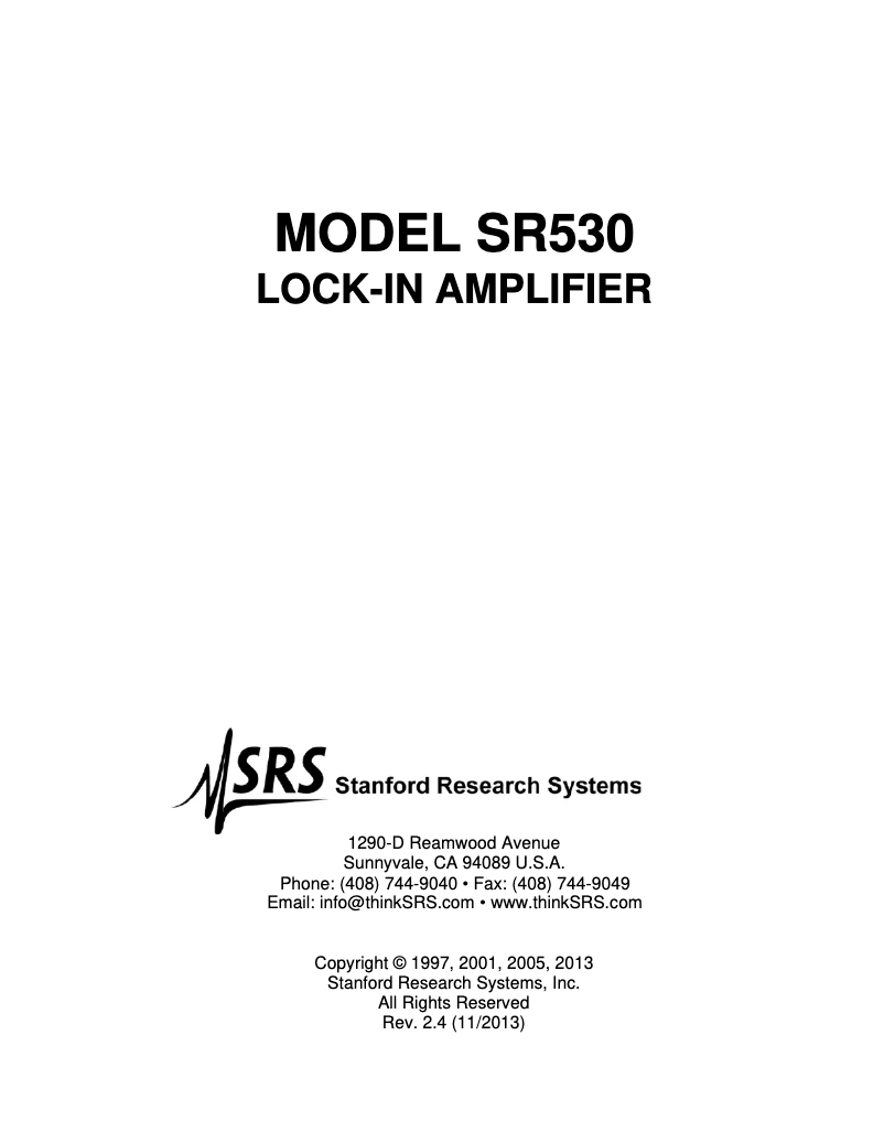 Page 1 de la notice Manuel utilisateur SRS SR530