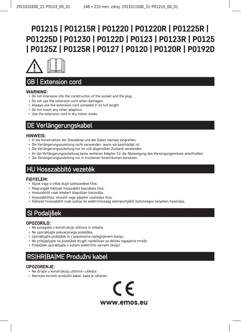 Page n°1 - Manuel utilisateur Emos P0123