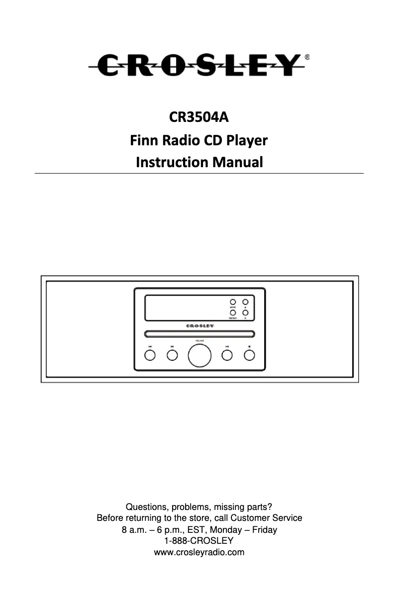 Page 1 de la notice Manuel utilisateur Crosley CR3504A