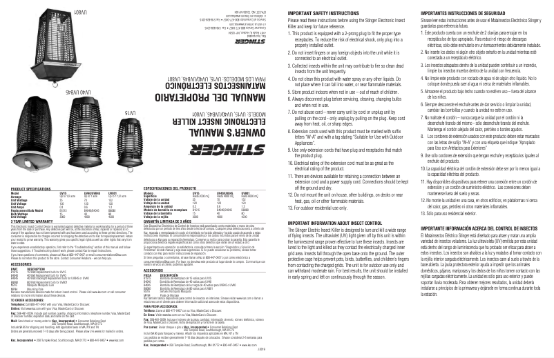 Image de la première page du manuel de l'appareil UV40N