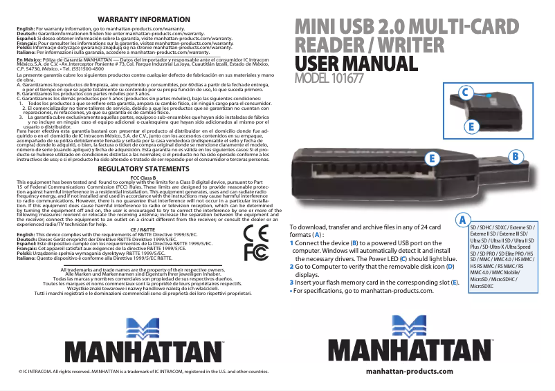 Page n°1 - Manuel utilisateur Manhattan 101677