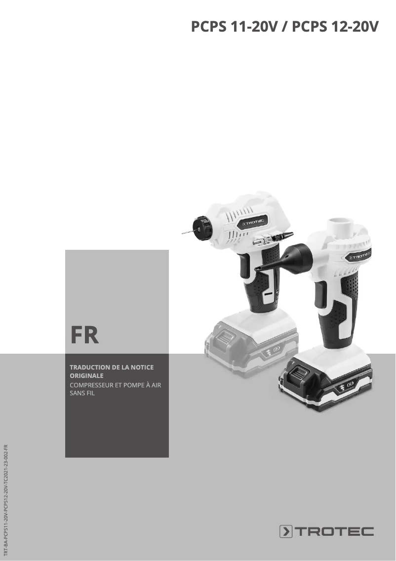 Page 1 de la notice Manuel utilisateur Trotec PCPS 11-20V