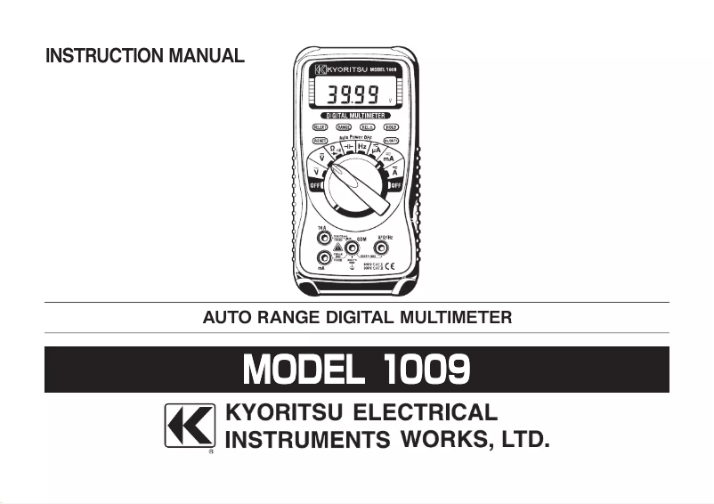Page 1 of the manual User Manual Kyoritsu 1009