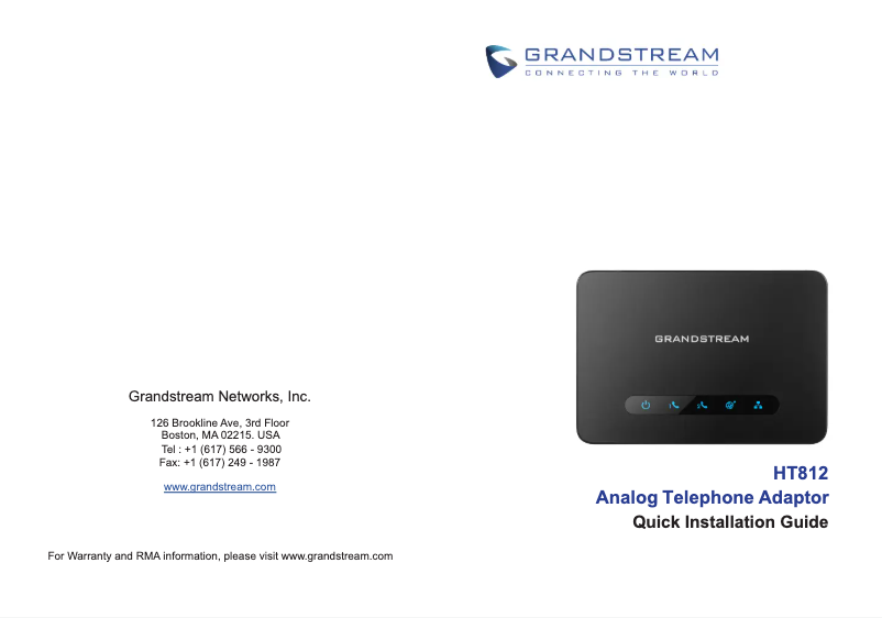 Page n°1 - Guide de démarrage rapide Grandstream HT812
