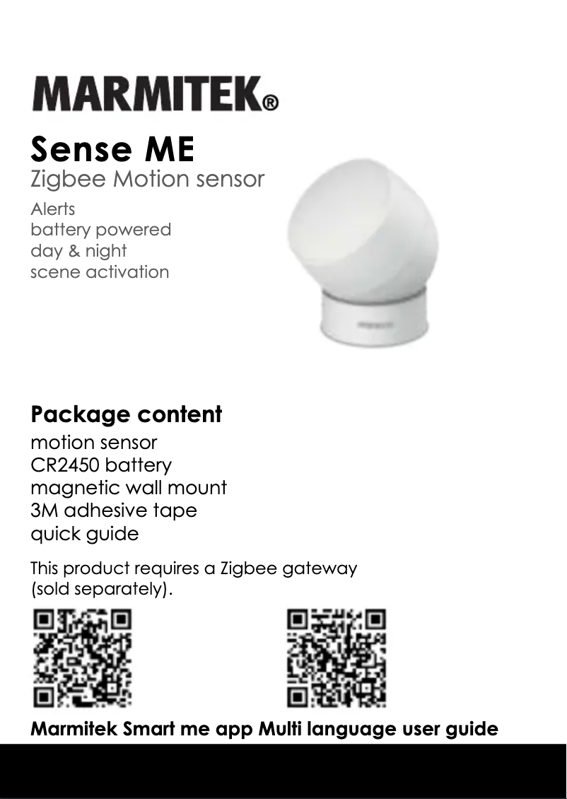 Page 1 de la notice Manuel utilisateur Marmitek Sense ME