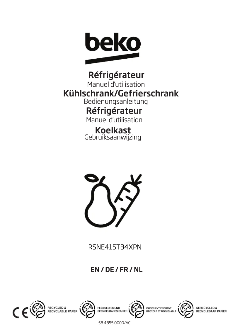 Page n°1 - Manuel utilisateur Beko RSNE415T34XPN