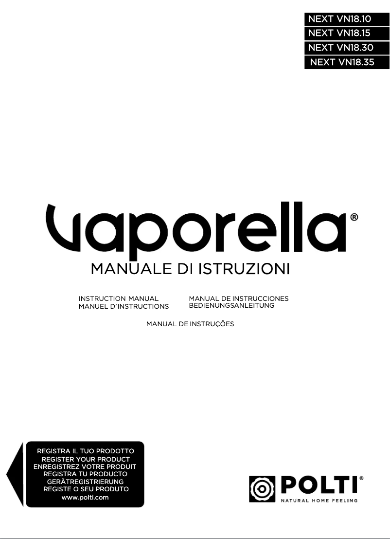 Image de la première page du manuel de l'appareil Vaporella Next VN18.30