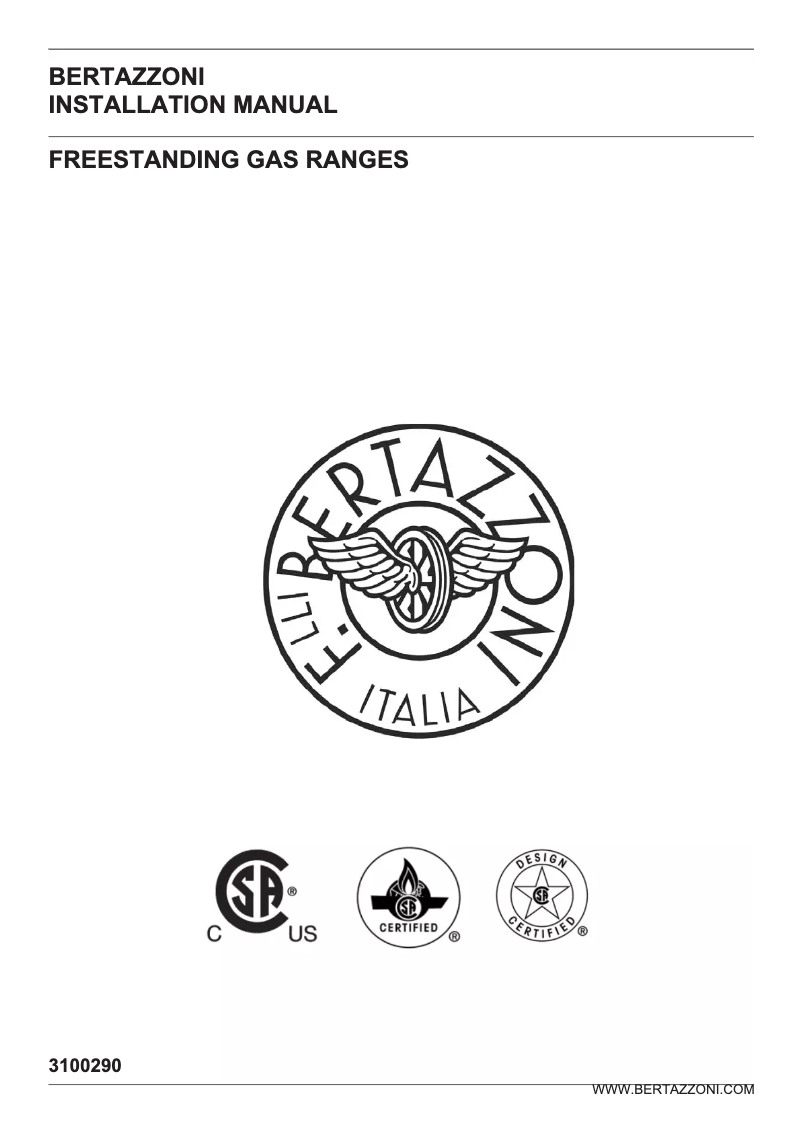 Page n°1 - Guide d'installation Bertazzoni PROF304GASNET