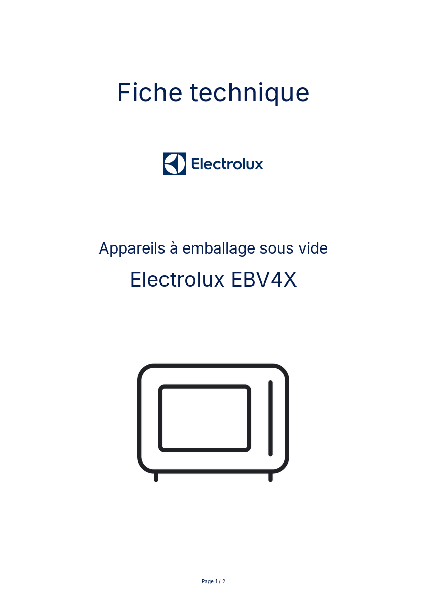 Page n°1 - Fiche technique Electrolux EBV4X