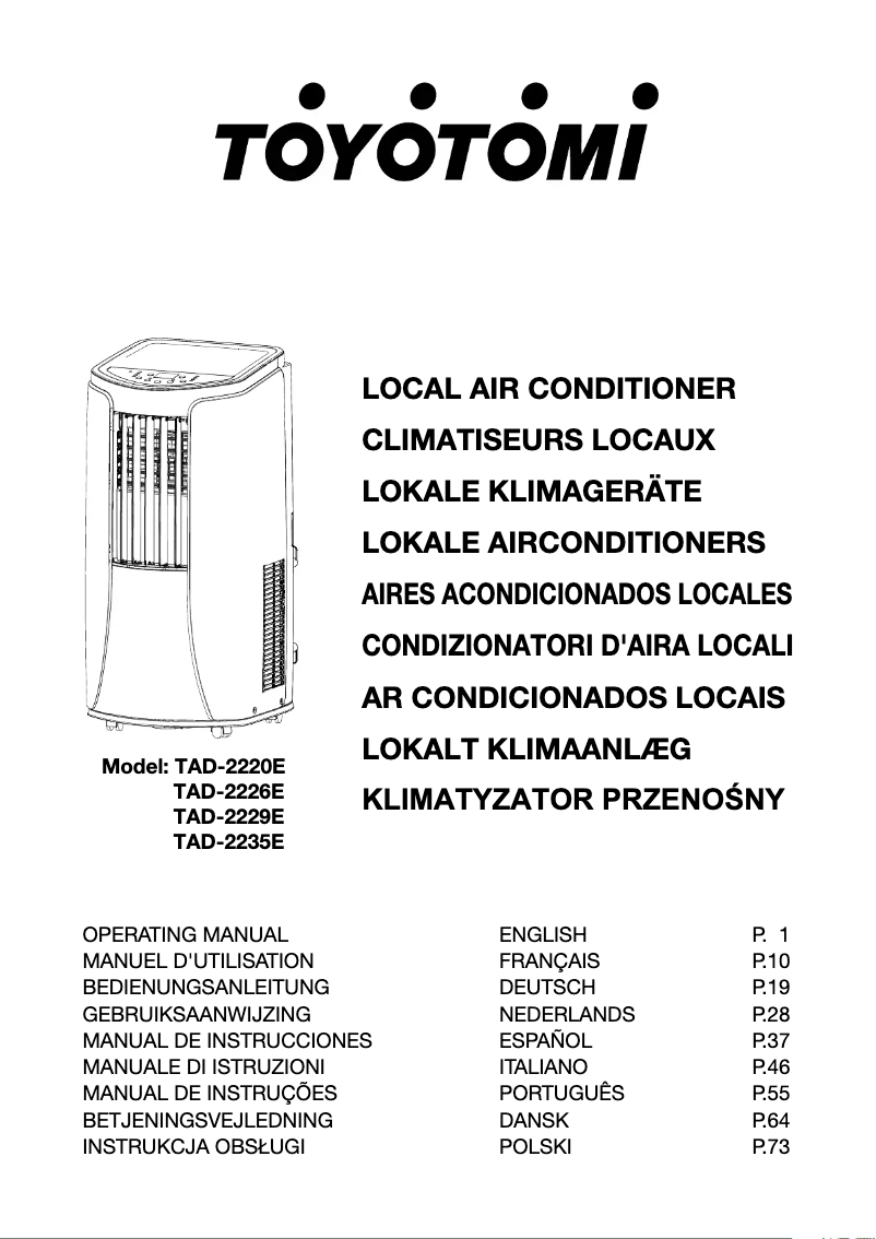 Page 1 de la notice Manuel utilisateur Toyotomi TAD-2226E
