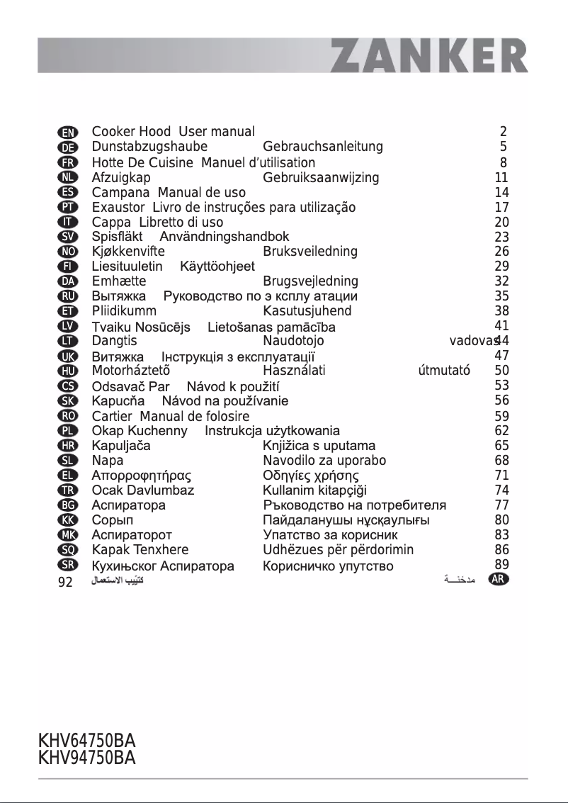 Page 1 de la notice Manuel utilisateur Zanker KHV64750BA