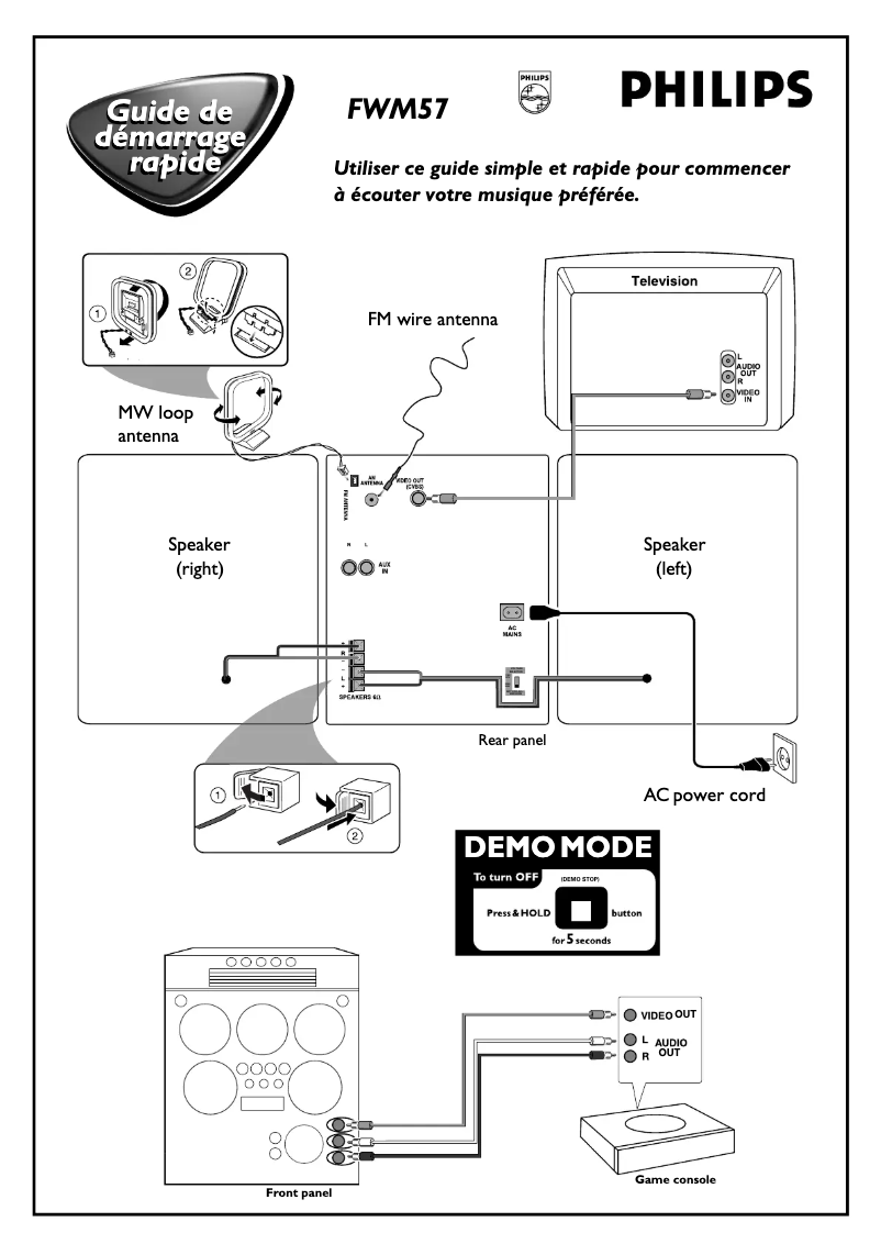 Page n°1 - Guide de démarrage rapide Philips FWM57