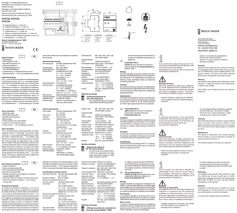 Page n°1 - Manuel utilisateur Busch-Jaeger 6151-0-0205