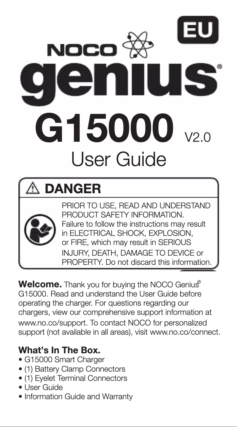 Page 1 of the manual User Manual NOCO Genius G15000