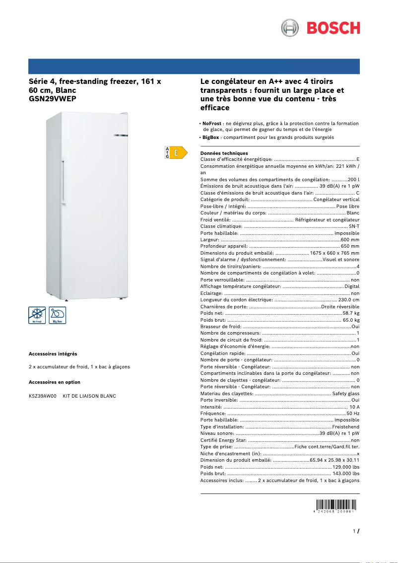 Image de la première page du manuel de l'appareil GSN29VWEP