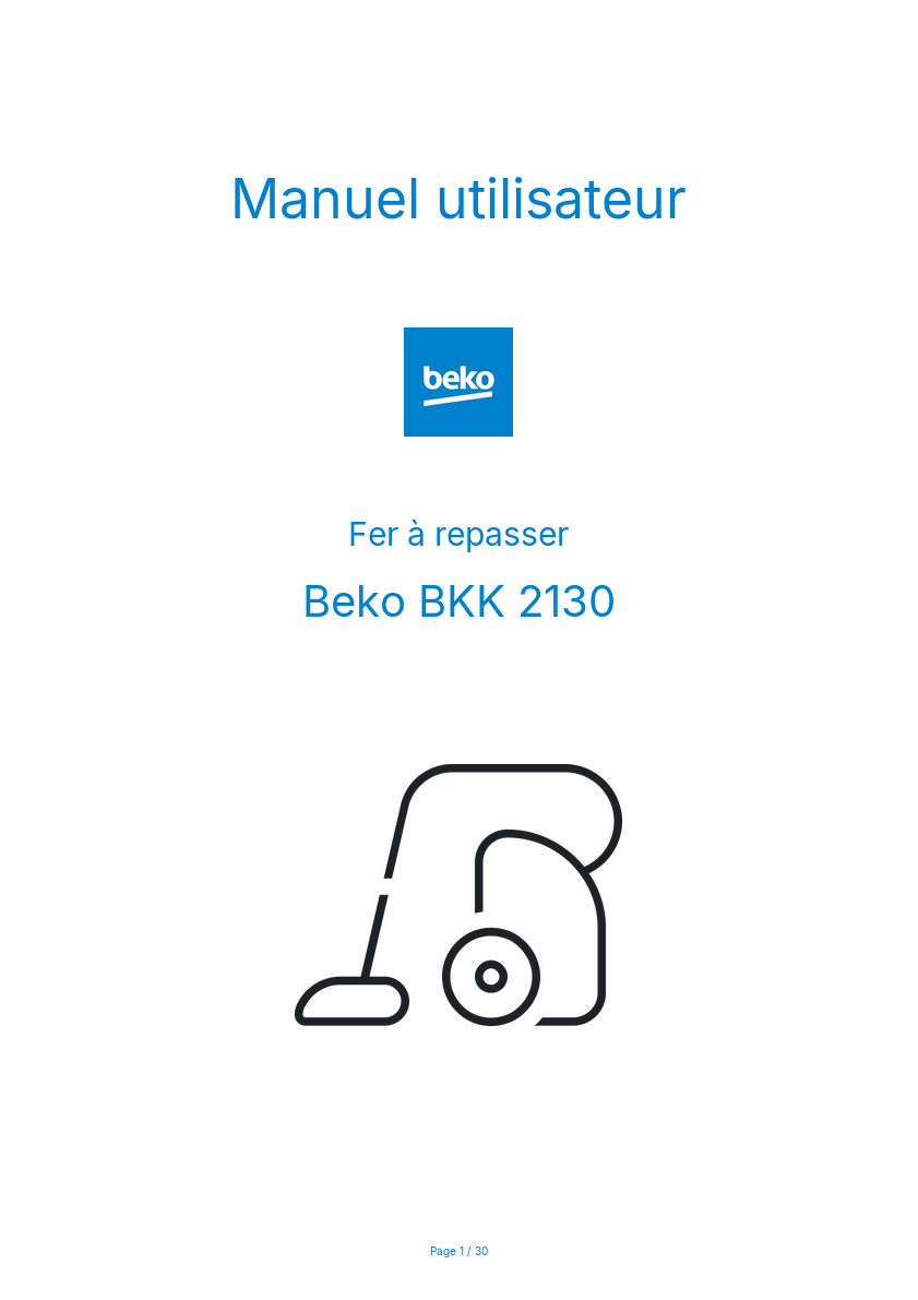 Image de la première page du manuel de l'appareil BKK 2130