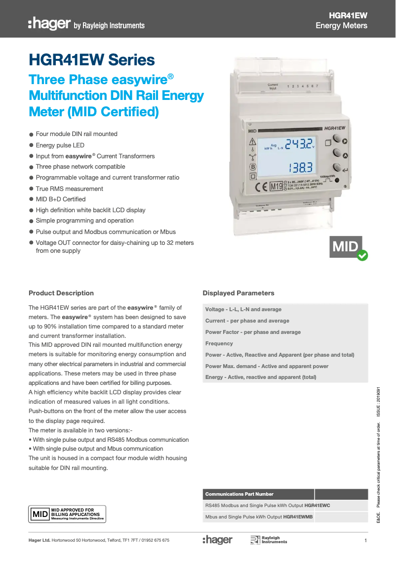 Page n°1 - Manuel utilisateur Hager JF803MID