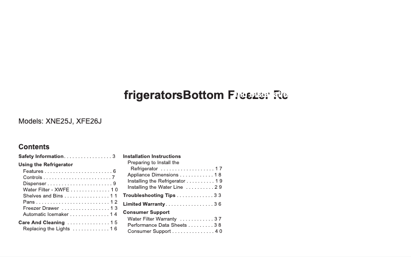 Image de la première page du manuel de l'appareil XFE26JSMSS