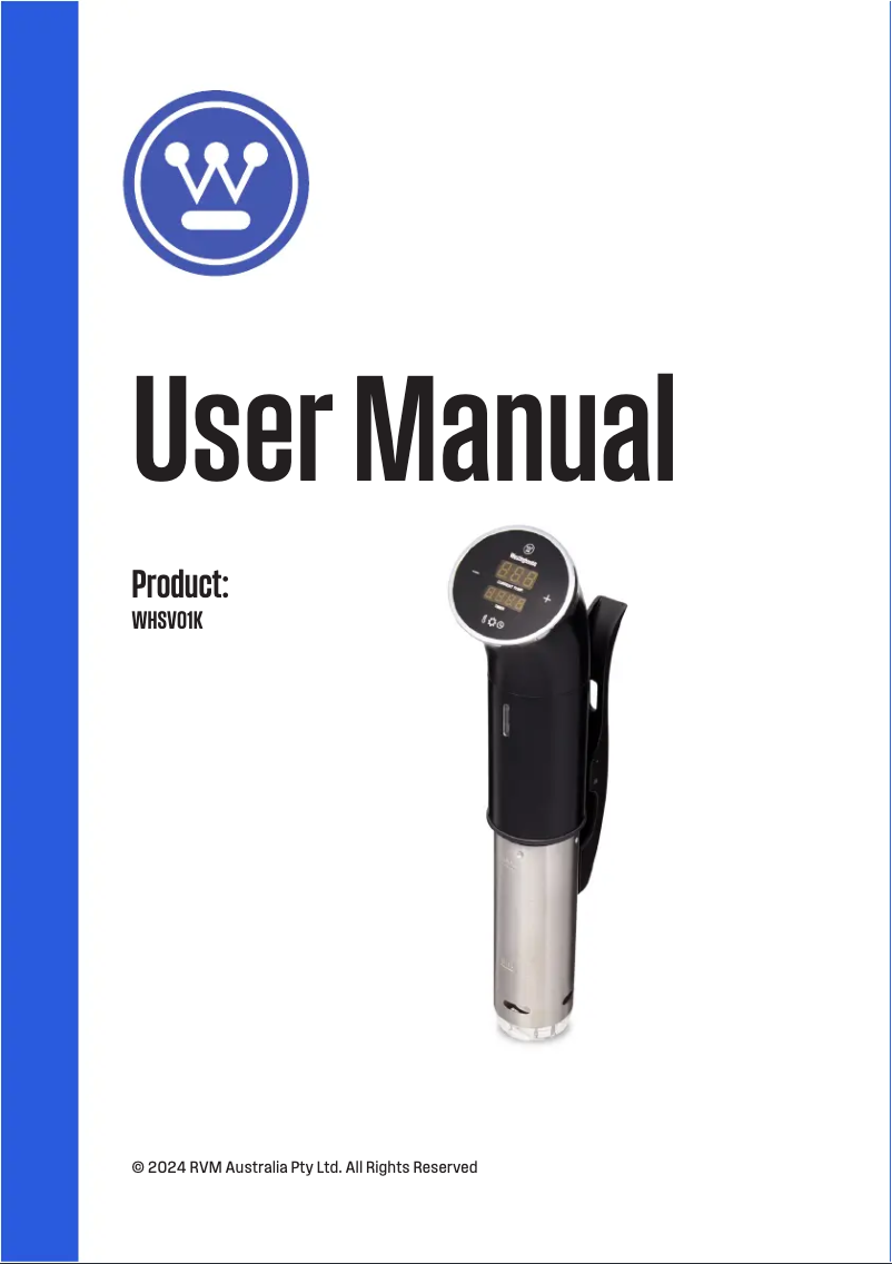 Image de la première page du manuel de l'appareil WHSV01K