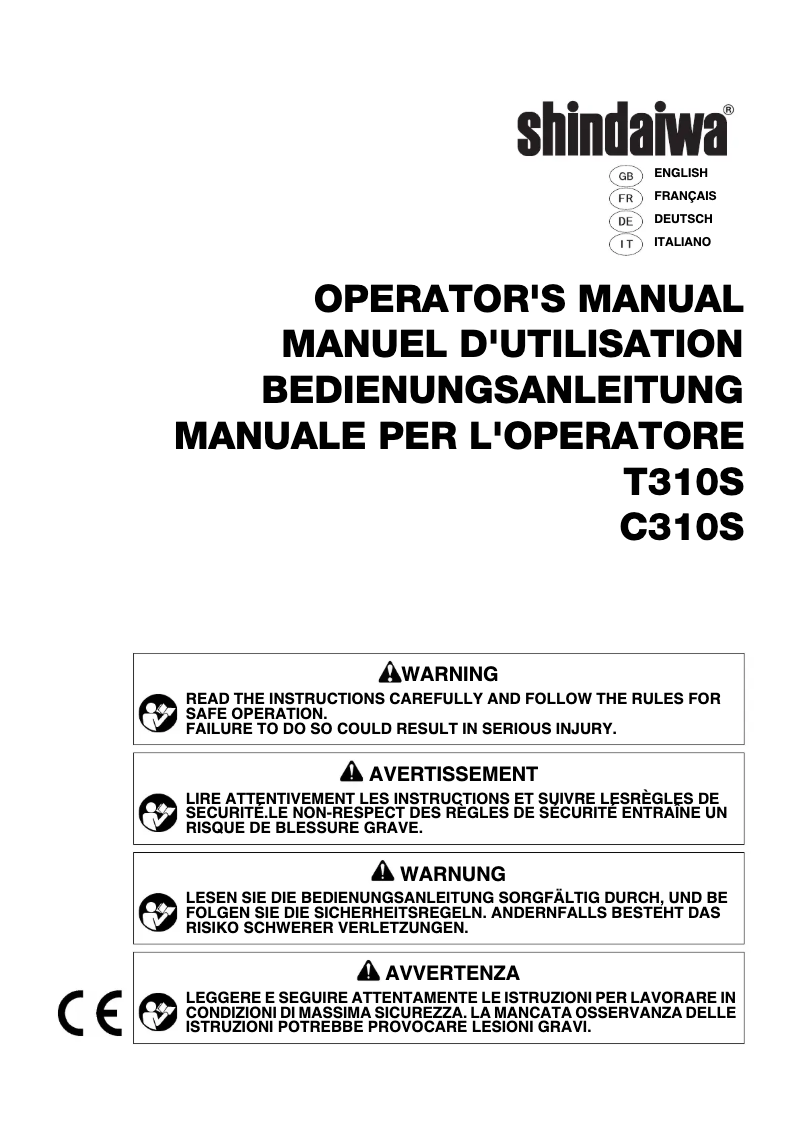 Page 1 de la notice Manuel utilisateur Shindaiwa C310S