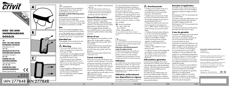 Page 1 de la notice Manuel utilisateur Crivit IAN 277848