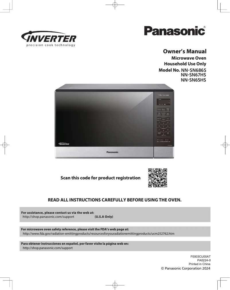Page n°1 - Manuel utilisateur Panasonic Inverter NN-SN67HS