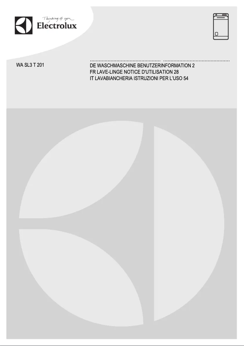 Page 1 de la notice Manuel utilisateur Electrolux WASL3T201