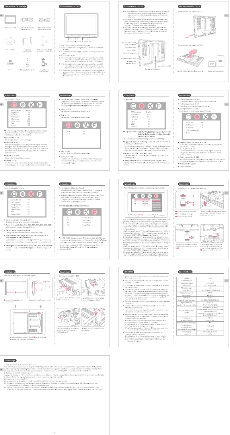 Image de la première page du manuel de l'appareil F100