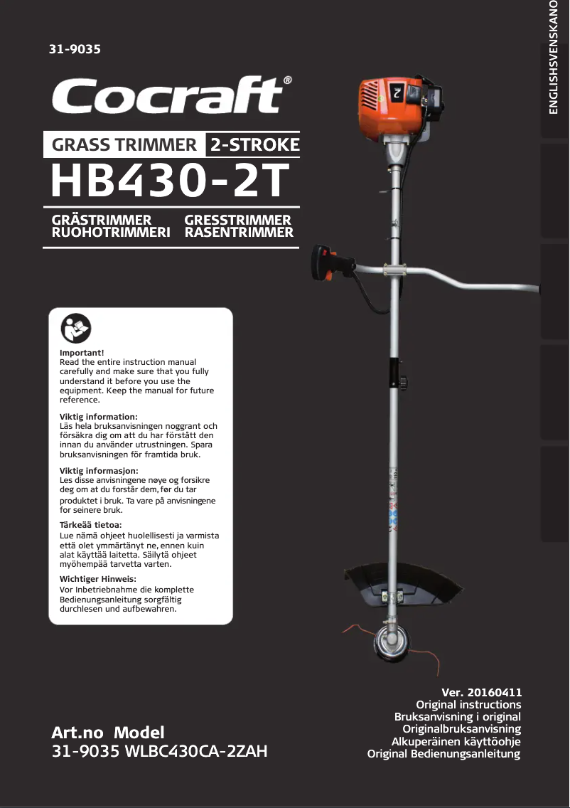 Page n°1 - Manuel utilisateur Cocraft HB430-2T