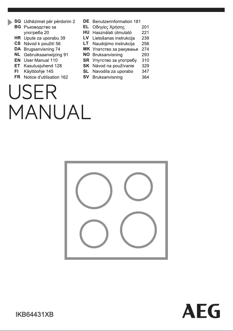 Page 1 de la notice Manuel utilisateur AEG IKB64431XB