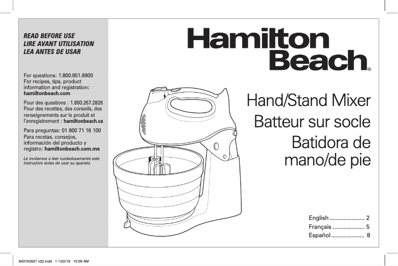 Page n°1 - Manuel d'utilisation et d'entretien Hamilton Beach Power Deluxe 64695N