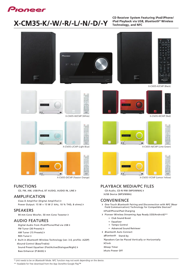 Page 1 de la notice Manuel utilisateur Pioneer X-CM35BT