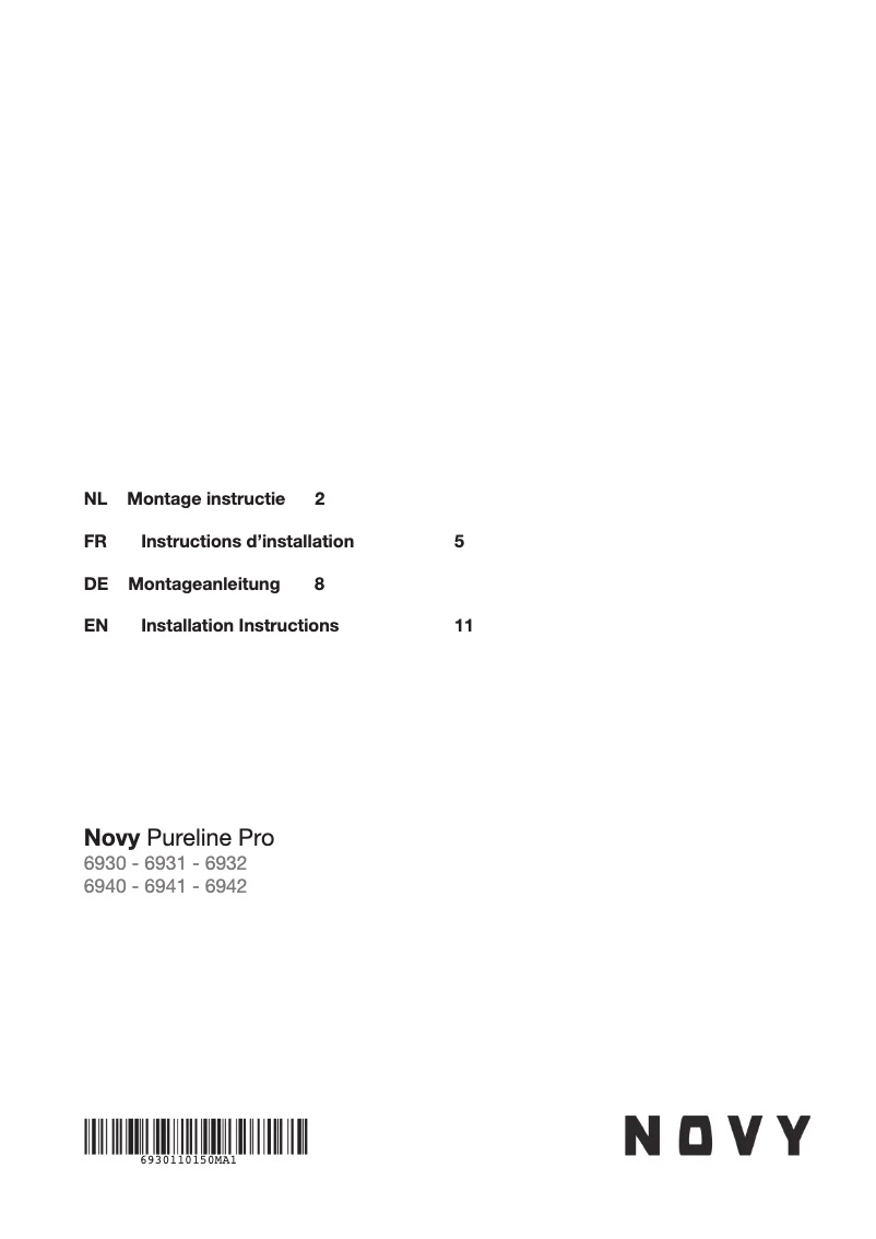 Page 1 de la notice Manuel utilisateur Novy Pureline Pro 6932