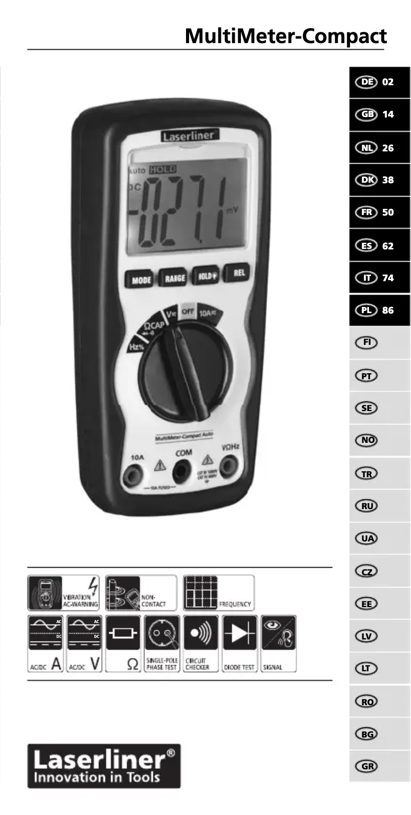 Page n°1 - Manuel utilisateur Laserliner CAT IV 600 V