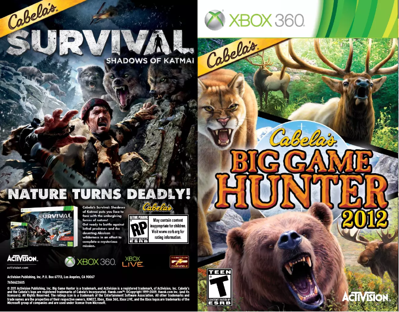 Page 1 de la notice Manuel utilisateur Microsoft Cabelas Big Game Hunter 2012
