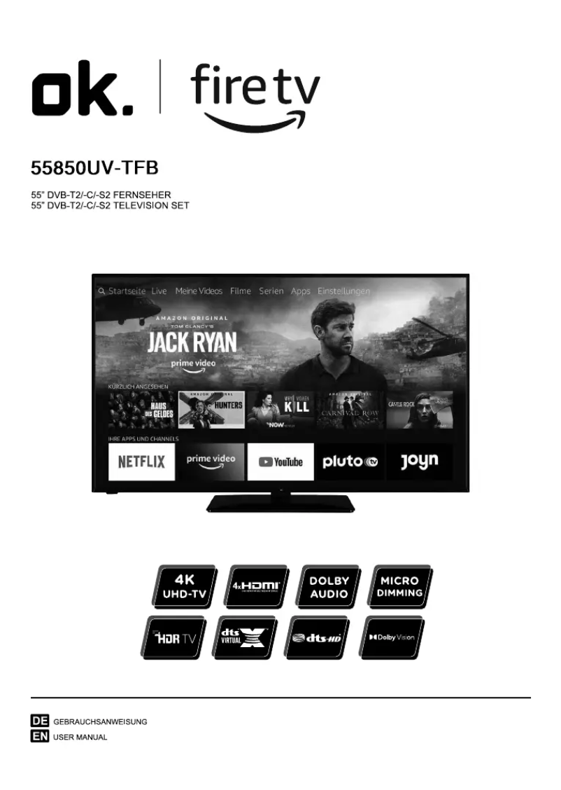 Página 1 del manual Manual de usuario OK 55850UV-TFB