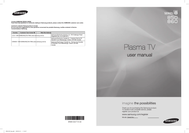 Image de la première page du manuel de l'appareil PN50B860