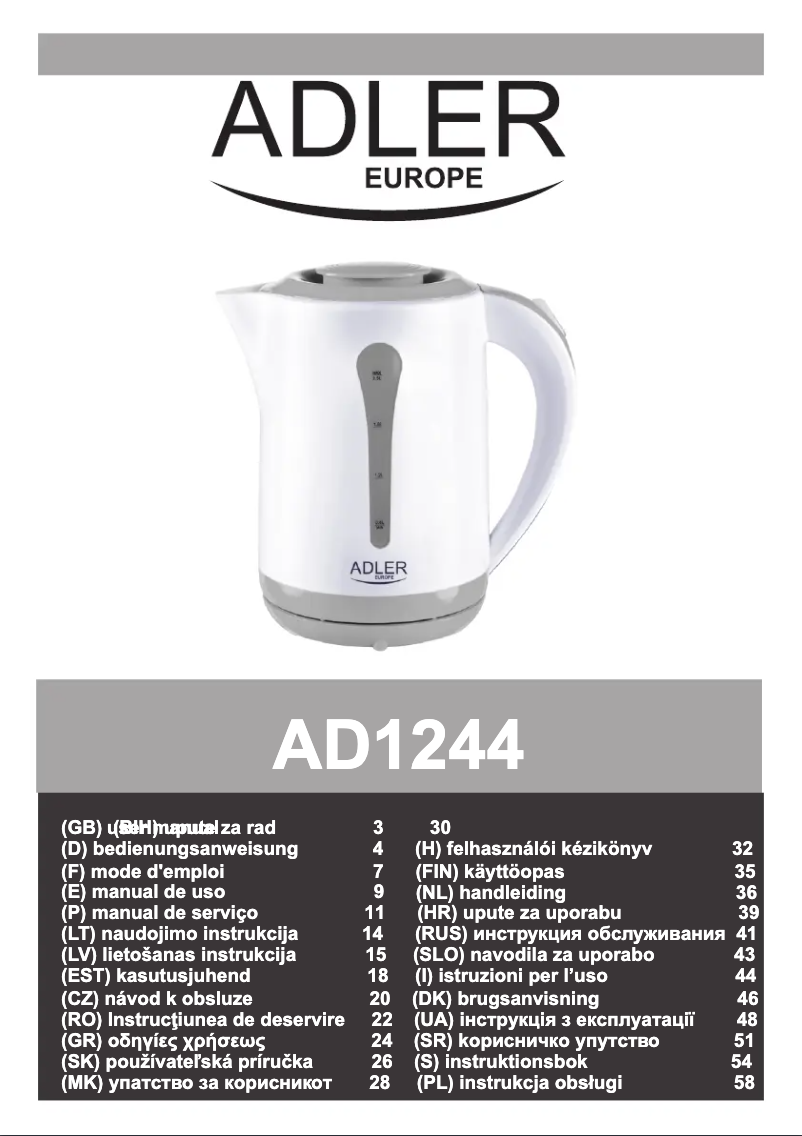 Image de la première page du manuel de l'appareil AD 1244