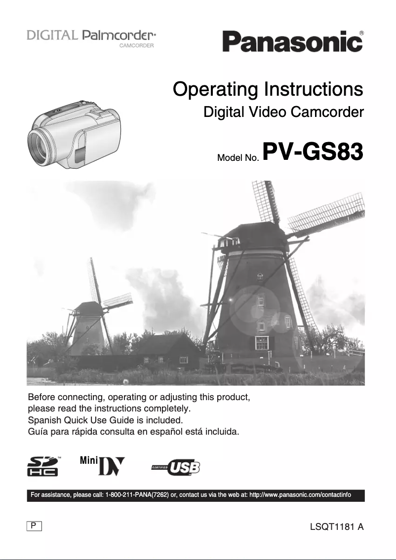 Page 1 de la notice Manuel utilisateur Panasonic PV-GS83