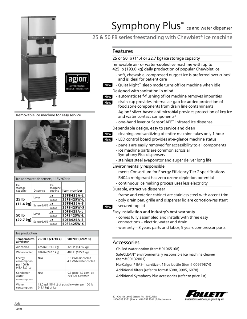 Page 1 de la notice Fiche technique Follett 50FB425A-L