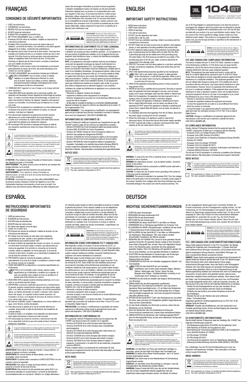 Image de la première page du manuel de l'appareil 104-BT