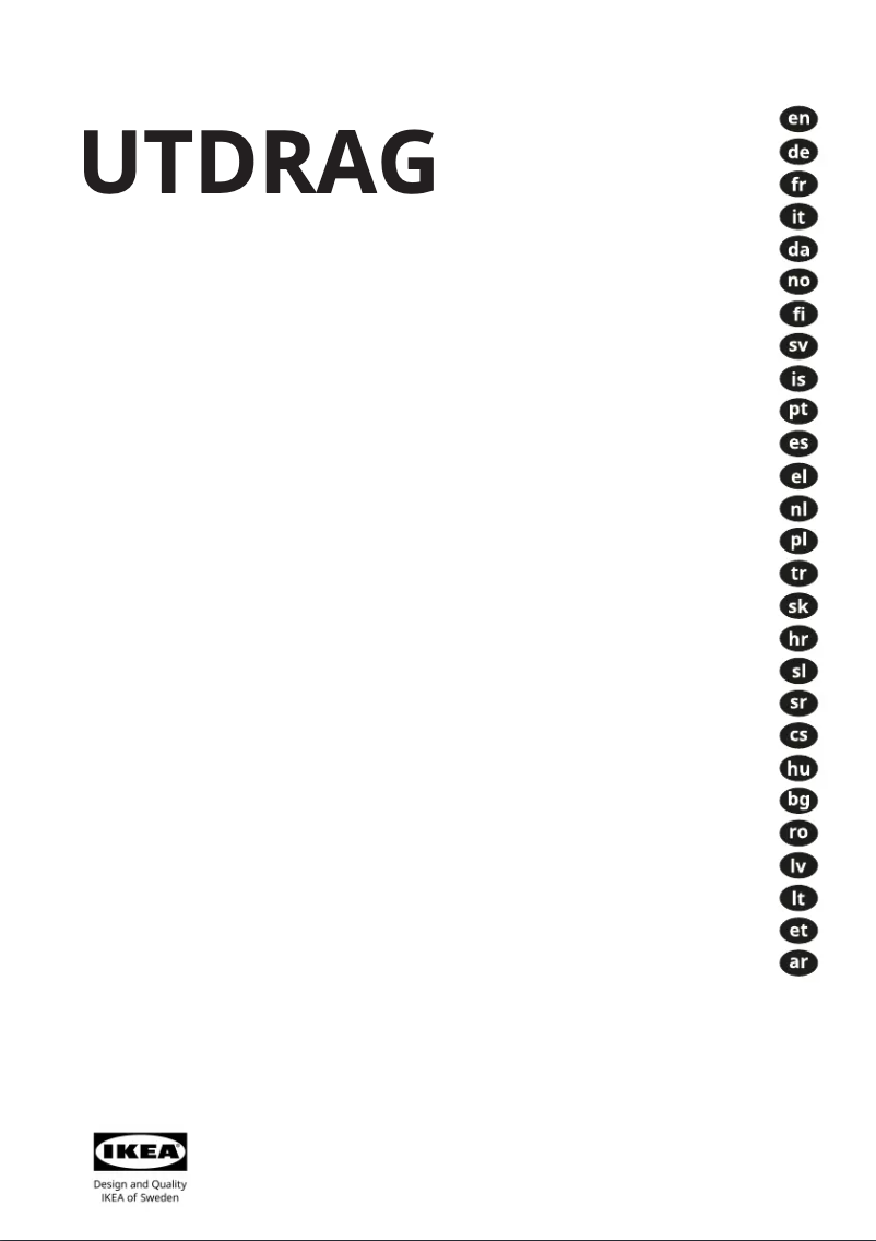 Page 1 de la notice Manuel utilisateur Ikea UTDRAG 603.922.98